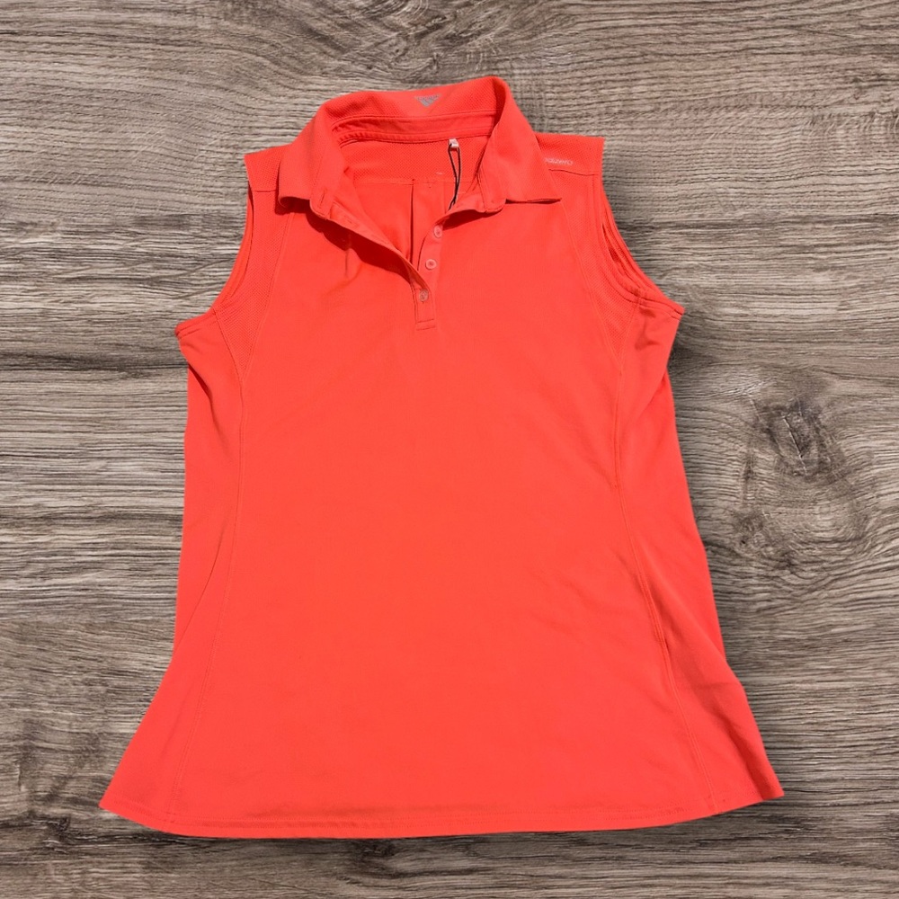 Adidas Golf Shirt Medium Orange/Peach Sleeveless